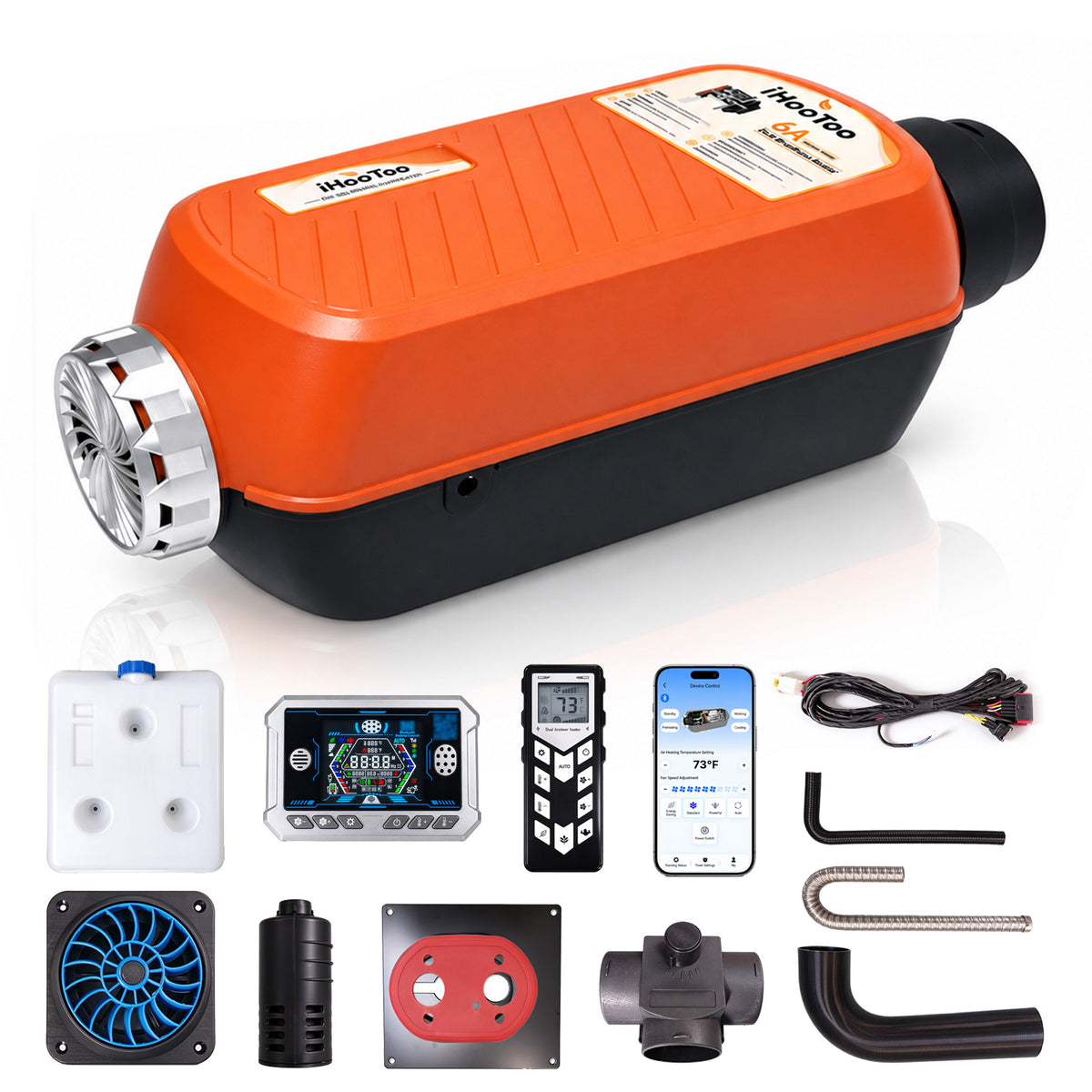 12V/24V 8KW Dual Brushless Diesel Heater with Bluetooth App Control ,Thermostat, High Altitude Suitable, Aluminum Housing For Rvs, Trucks, Boats, Garages,