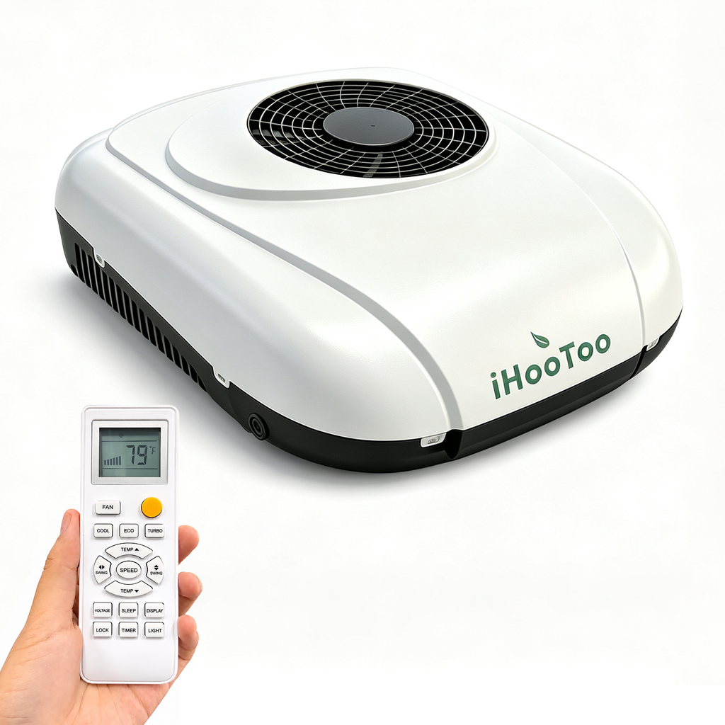 iHooToo 12V DC RV Air Conditoner,12V Van Air Conditioner, DC Van AC Unit 10,000 BTU Cooling 12V Rooftop Camper Air Conditioner for Vans, RVs, Trucks, Trailers, Boats