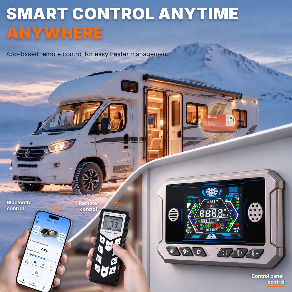 12V/24V 8KW Dual Brushless Diesel Heater with Bluetooth App Control ,Thermostat, High Altitude Suitable, Aluminum Housing For Rvs, Trucks, Boats, Garages,