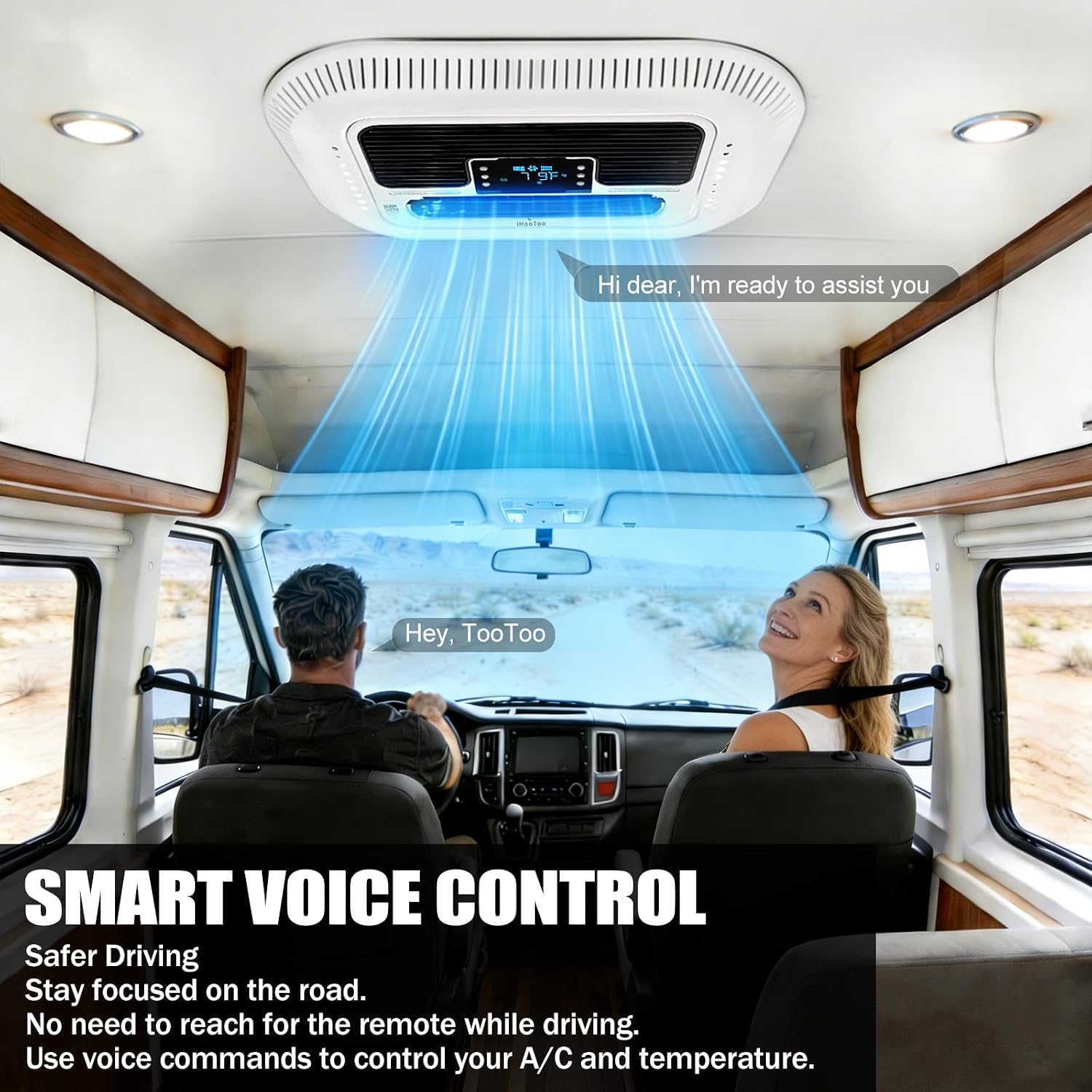 2026 New 12V Inverter RV Air Conditioner, Smart APP&Voice Control,10000 BTU 6-IN Low Profile Rooftop AC Unit for Off-Grid Campers, Vans, Trailers