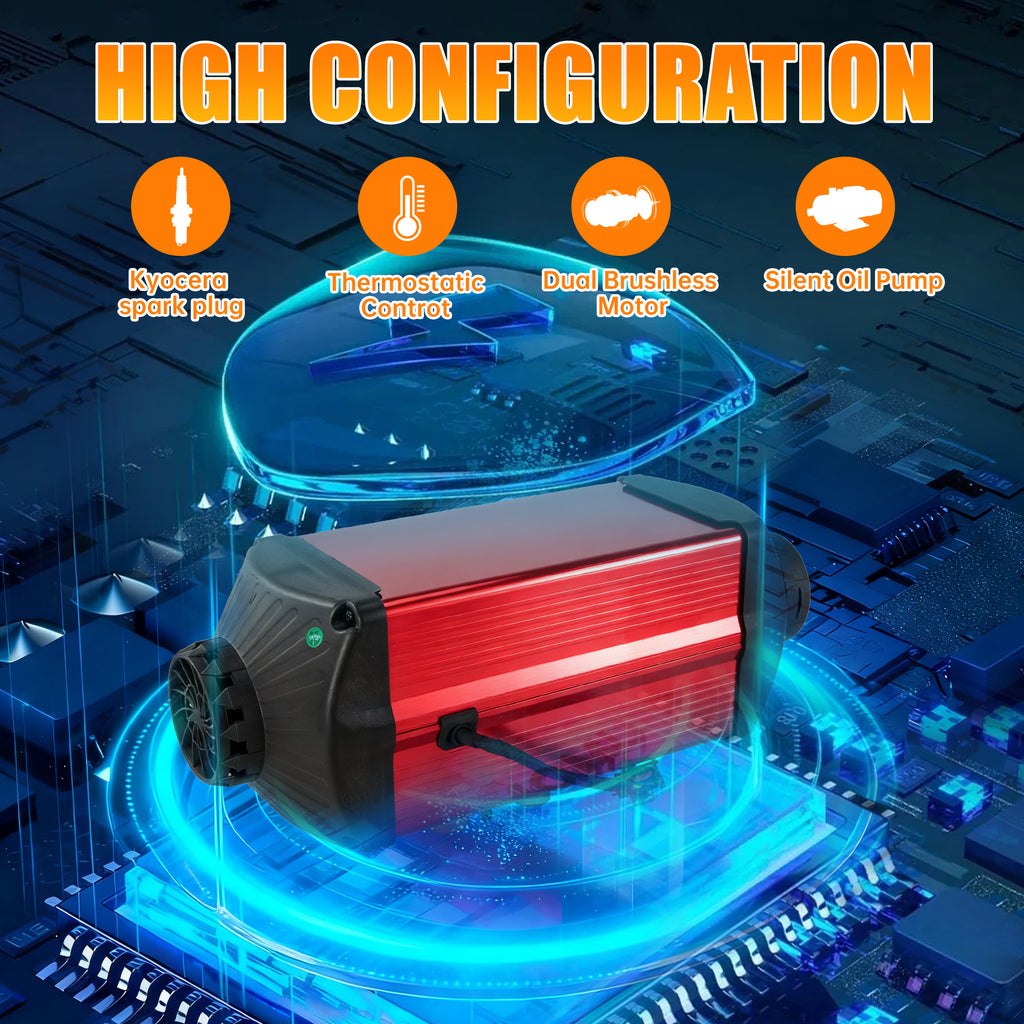 12V 5KW Dual Brushless Diesel Heater With 2.6Gal Fuel Tank,Auto Start-stop,Thermosta,Remote Control Diesel Air Heater For Rvs,Vans,Trucks,Campers,Cars,Boats,Vehicles,Suitable for High-altitude Use - iHooTooPro