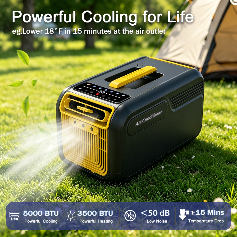 iHooToo Portable Tent Air Conditioner with Heat, 5000BTU Cooling and 3000BTU Heating, 490W Low Power Camping AC for Tent, RV, Van, Truck, Pet, Boat, Indoor and Outdoor Use. - iHooTooPro
