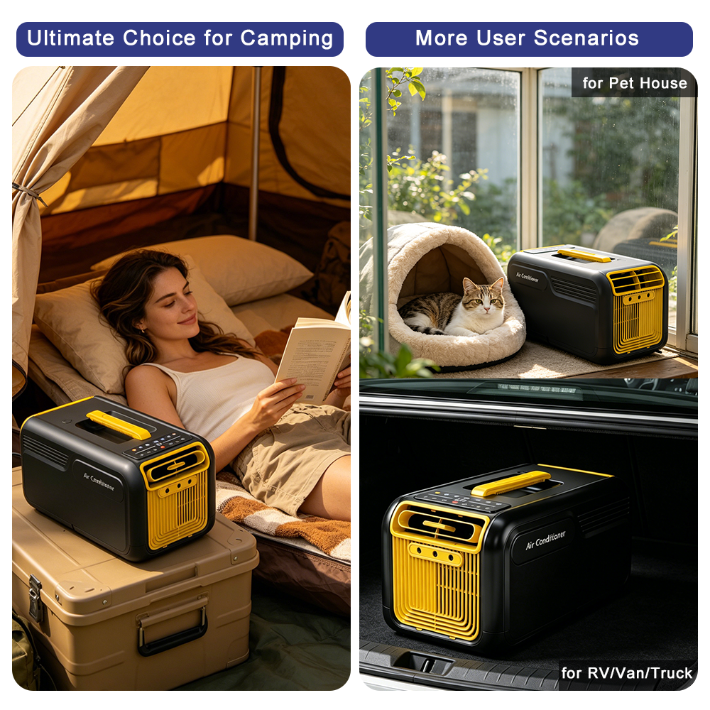 iHooToo Portable Tent Air Conditioner with Heat, 5000BTU Cooling and 3000BTU Heating, 490W Low Power Camping AC for Tent, RV, Van, Truck, Pet, Boat, Indoor and Outdoor Use. - iHooTooPro