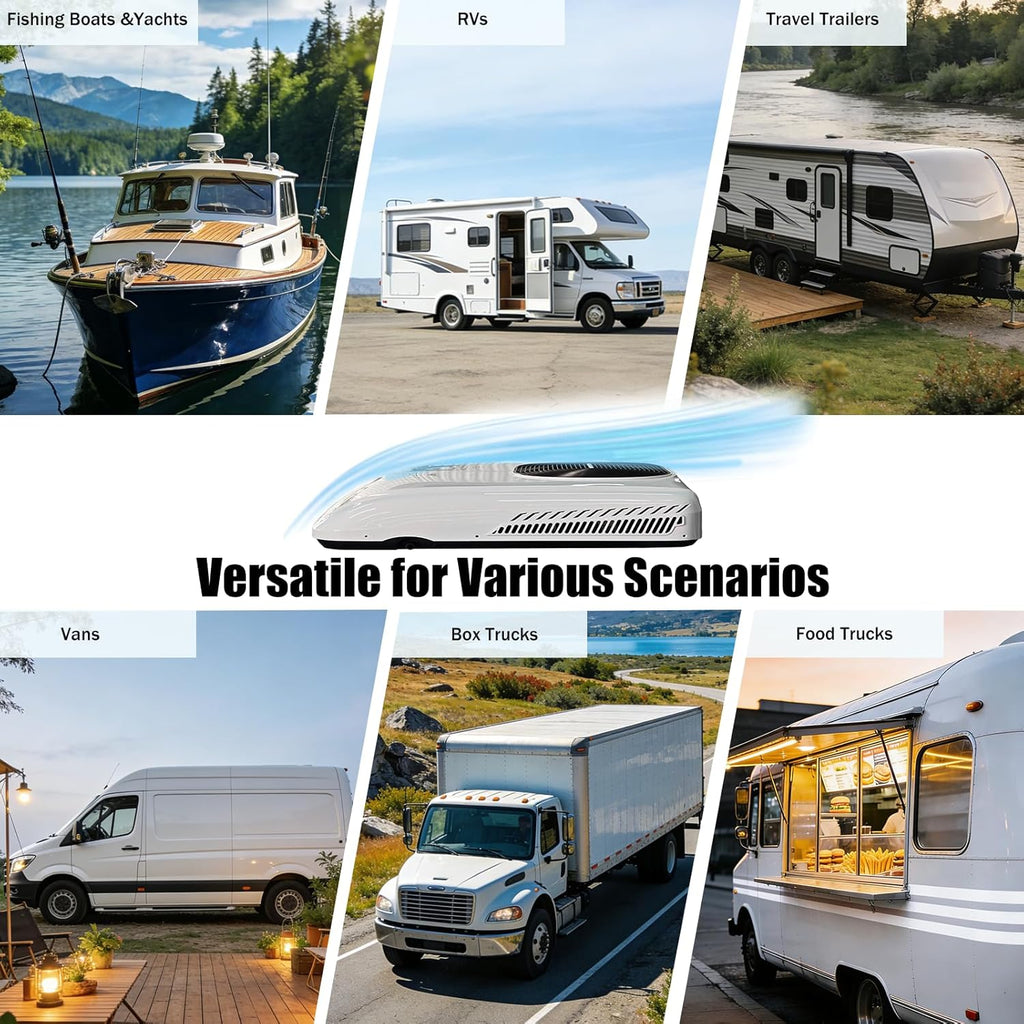 2026 New 12V Inverter RV Air Conditioner, Smart APP&Voice Control,10000 BTU 6-IN Low Profile Rooftop AC Unit for Off-Grid Campers, Vans, Trailers