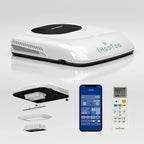2026 New 12V Inverter RV Air Conditioner, Smart APP&Voice Control,10000 BTU 6-IN Low Profile Rooftop AC Unit for Off-Grid Campers, Vans, Trailers